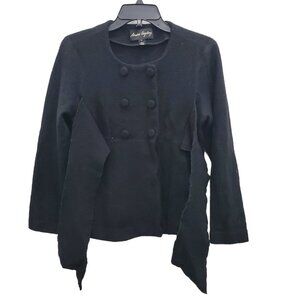 Femme de Carriere | Sandra Angelozzi Women's Black 100% Wool Snap Peacoat Size L